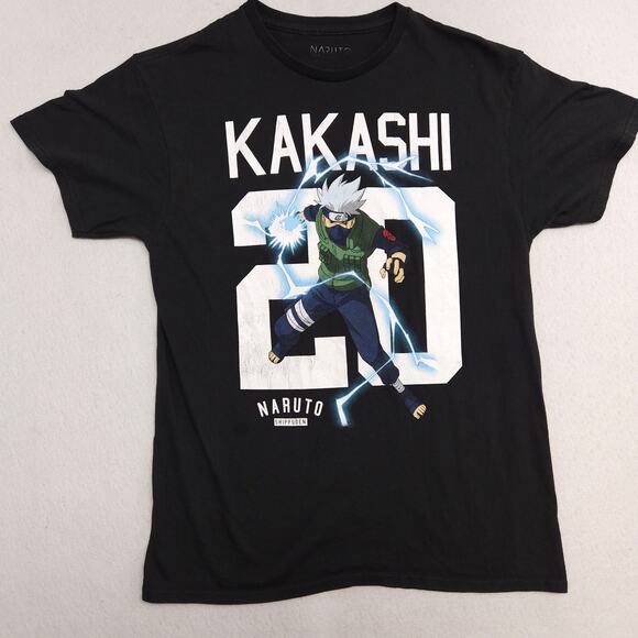 Naruto Kakashi 20 Crew Neck Anime Graphic T-Shirt Adult Mens Size M Black - Picture 2 of 9